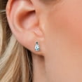 thumbnail image 3 of Gem Stone King 14K White Gold Sky Blue Aquamarine and Blue Diamond Teardrop Stud Earrings for Women | 1.32 Cttw | Gemstone March Birthstone | Pear Shape 7X5MM, 3 of 6