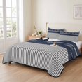 thumbnail image 2 of Quilts Full Size Bedding Set, Navy Blue Striped Lightweight Quilted Comforter, Contemporary Geometric Art Rustic Soft Reversible Bedspread Coverlet with Pillow Covers for All Season, 78" x 90", 2 of 9