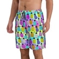 thumbnail image 2 of KLL Graffiti Pineapples Men's Casual Summer Beach Shorts Hawaiian Shorts with Pockets-Small, 2 of 5