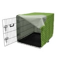 thumbnail image 3 of Floral Dog Crate Cover, Repetitive Vertical Stripes with Leaves and Polka Dots on Backdrop Art, Easy to Use Pet Kennel Cover for Medium Large Dogs, 35" x 23" x 27", Lime Green and White, by Ambesonne, 3 of 6