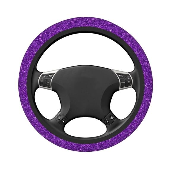 Uemuo Purple Glitter Printed Car Elastic Steering Wheel Cover - Universal Car Accessory for Diverse Cars Anti-Slip, and Comfortable- 15"