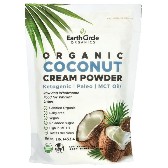 Earth Circle Organics Organic Coconut Cream Powder, 1 lb (453.4 g)