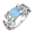 thumbnail image 2 of Mooneye 6mm Round Larimar 925 Sterling Silver Solitaire Women Classic Engagement Designer Ring, 2 of 4