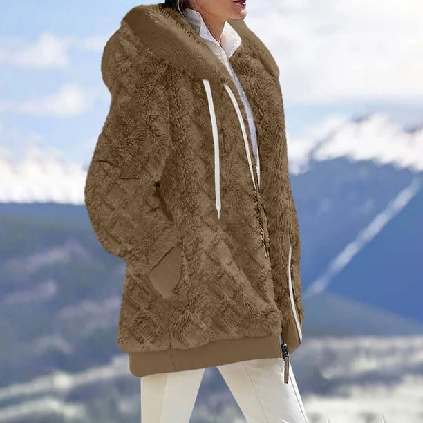 Puntoco chaqueta de mujer moda abrigo de imitación cálido chaqueta de invierno con cremallera ropa de abrigo de manga larga liquidación de Navidad Puntoco Puntoco-4510
