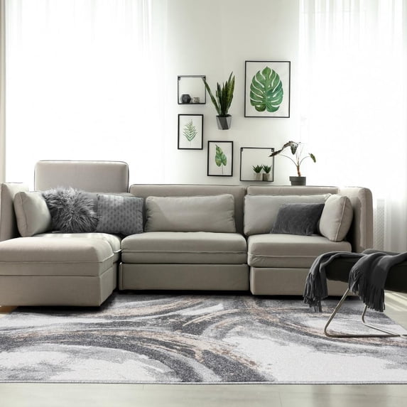 Luxe Weavers Abstract Gray 9x12 Area Rug Modern Geometric Carpet