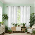 thumbnail image 3 of Invoibler Boho Floral Print Curtain Panels, Light Filtering Window Drapes for Bedroom and Living Room, Gray, 52" W x 84" L, Set of 2, 3 of 11
