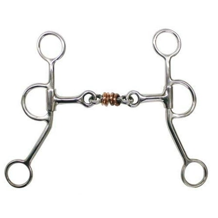 Showman Stainless Steel Dogbone Snaffle Bit w/ Copper Rings