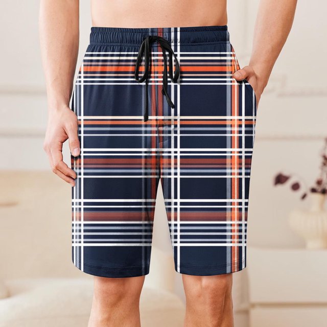 Sentmoon Basketball Shorts Quick Dry Elastic Waist Running Shorts Straight Drawstring Plaid Print 2025 Summer Workout Shorts Side Pockets Athleisure for Running Workout Purple L