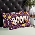 thumbnail image 4 of Purple Halloween Throw Pillow Cover 20 x 26 Inch Decorative Pillow Cover Cute Ghost Pumpkin Skull Bat Wizard Hat Lumbar Pillowcase Seasonal Rectangle Cushion Case for Couch Sofa Bed Living Room, 4 of 7