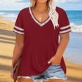 thumbnail image 6 of Aimik Women's Fashion V Neck Short Sleeve Solid Plus Size Tops Summer Comfortable Casual and Loose Sports T-Shirt, 6 of 6