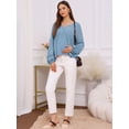 thumbnail image 2 of DARING DIVA Women's Maternity Empire Waist Babydoll Lantern Sleeve Blouse L Blue, 2 of 8