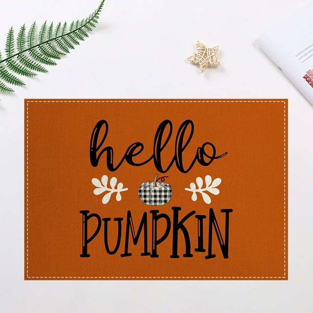 Home Linen Printed Placemat Kitchen Dining Table Insulation Mat Thanksgiving Decorative Fabric Dining Table Mat Home Essentials