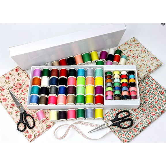 60-Color Sewing Thread Set, Including 32 Large Spools and 28 Metal Bobbins, Designed Specifically for Home Sewing Machines(Multicolor)