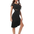thumbnail image 3 of Vestido de baile de salón latino, vestidos profesionales de encaje con retazos y abertura lateral, ropa de baile Irregular de Tango Chacha, 3 of 4