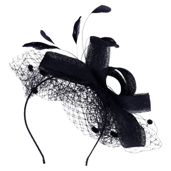 AURARMLET Vintage Bridal Party Hats Black Plastic Mesh For Women Wedding Headwear 1Pack