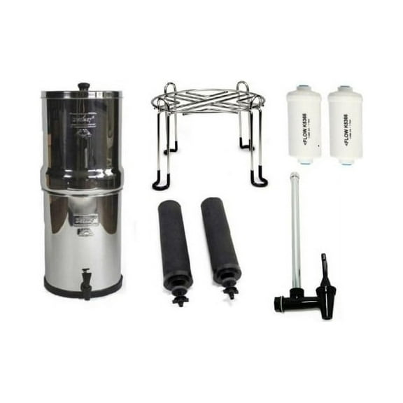 Travel Berkey Water Purifier with 2 Black,2PF2 Filters,Spigot & Wirestand Accessory