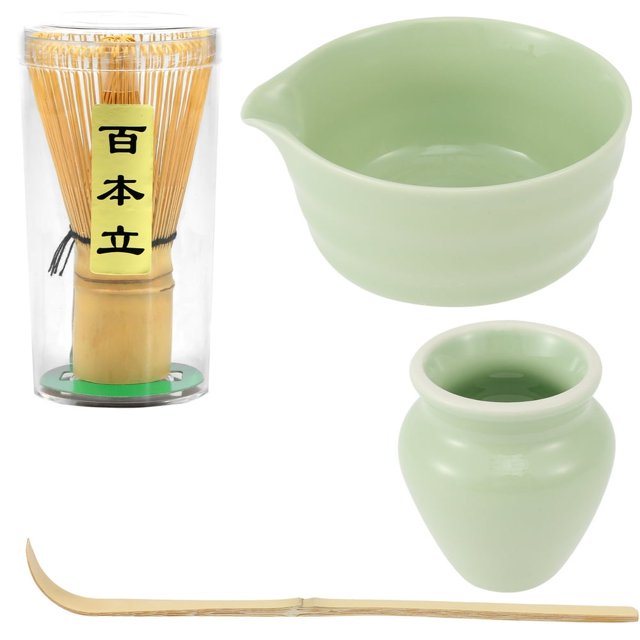 SUTENGDA 4Pcs Matcha Whisk Set Elegant Matcha Tea Set Reusable Matcha Making Kit Ceramic Matcha Bowl Matcha Whisk Holder Bamboo Matcha Whisk Bamboo Scoop 500ml Mottled Matcha Bowl for Tea