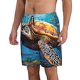 thumbnail image 2 of KLL Colorful Underwater Sea Turtle Men's Casual Summer Beach Shorts Hawaiian Shorts with Pockets-Medium, 2 of 5