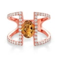 thumbnail image 2 of Gem Stone King 1.76 Ct Oval Orange Red Madeira Citrine 18K Rose Gold Plated Silver Ring (Size 7), 2 of 3