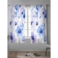 thumbnail image 4 of Purple Blue Spring Floral Curtains 63 Inch Length, Sheer Curtains for Bedroom Living Room Window Summer Flowers Botanical Rod Pocket Voile Drapes Kitchen Curtains Small Half Window 42"x63" 2 Panels, 4 of 6