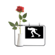 thumbnail image 1 of Deporte de invierno negro silueta de patinaje Botella de decoración de jarrones colgantes de flores rosas artificiales, 1 of 3