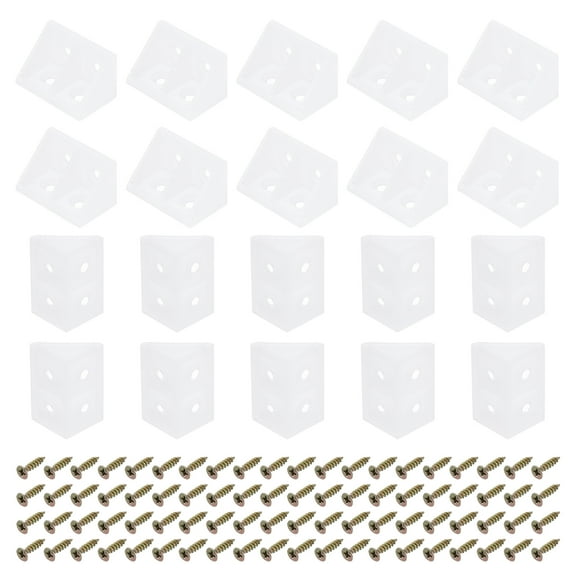 20Packs 90 Degree Plastic Corner Braces, 19x32x19mm Nylon Shelf Right Angle Brackets with Screws (Transparent)