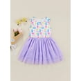 thumbnail image 2 of Bagilaanoe Little Girl Easter Dress Rabbit Flower Print Sleeveless A-line Princess Dresses 2T 3T 4T 5T 6T 7T Kid Patchwork Tulle Skirt, 2 of 9