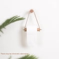 thumbnail image 5 of Soporte de papel higiénico de pared de madera y cuero, soporte de papel rústico para rollos de papel montado en la pared, accesorios de baño elegantes y naturales - (marrón), 5 of 5