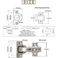 thumbnail image 3 of Set of 4 invisible 90 clip-on hinges - for single-door corner furniture doors - mounting opening 35mm, 3 of 5