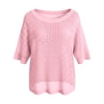 thumbnail image 4 of XIAONU Off Shoulder Open Knit Pullover Sweater for Women Short Sleeve Loose Fit Beach Casual Cover Up Top, 4 of 4