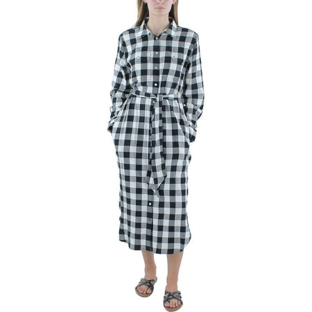 Lauren Ralph Lauren Womens Plaid Midi Shirtdress
