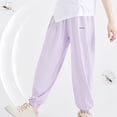 thumbnail image 2 of ZACPNCV Boys and Girls Casual Cotton Pants Lightweight Summer Elastic Waist Solid Lounge Long Trousers with Pockets Purple 5-6 Years, 2 of 5