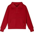 thumbnail image 2 of SGMVNU Girls Half Zip Sweatshirt 5-6 Years Quarter Zip Pullover Sweatshirts Fall Clothes for Teen Girls Thumb Hole Fashion Tops Red, 2 of 5