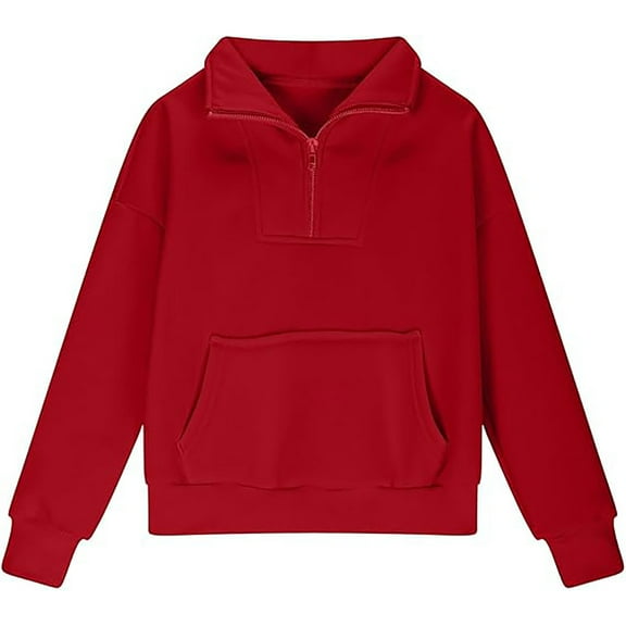 Wangmeiwg Girls Half Zip Pullover Hooded Sweater With Front Pocket Cozy Fall Fashion Outerwear For Teens And Youth 9-10 Years Wine