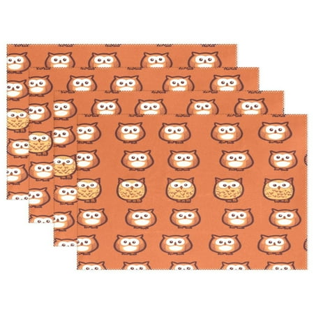 

Owl Pattern Design 4-Piece 12x18in Heat-Proof Place Mats Set Non-Slip for Family Dining