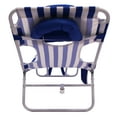 Mainstays Folding Backpack FaceDown Beach Lounger, Blue & White Stripe