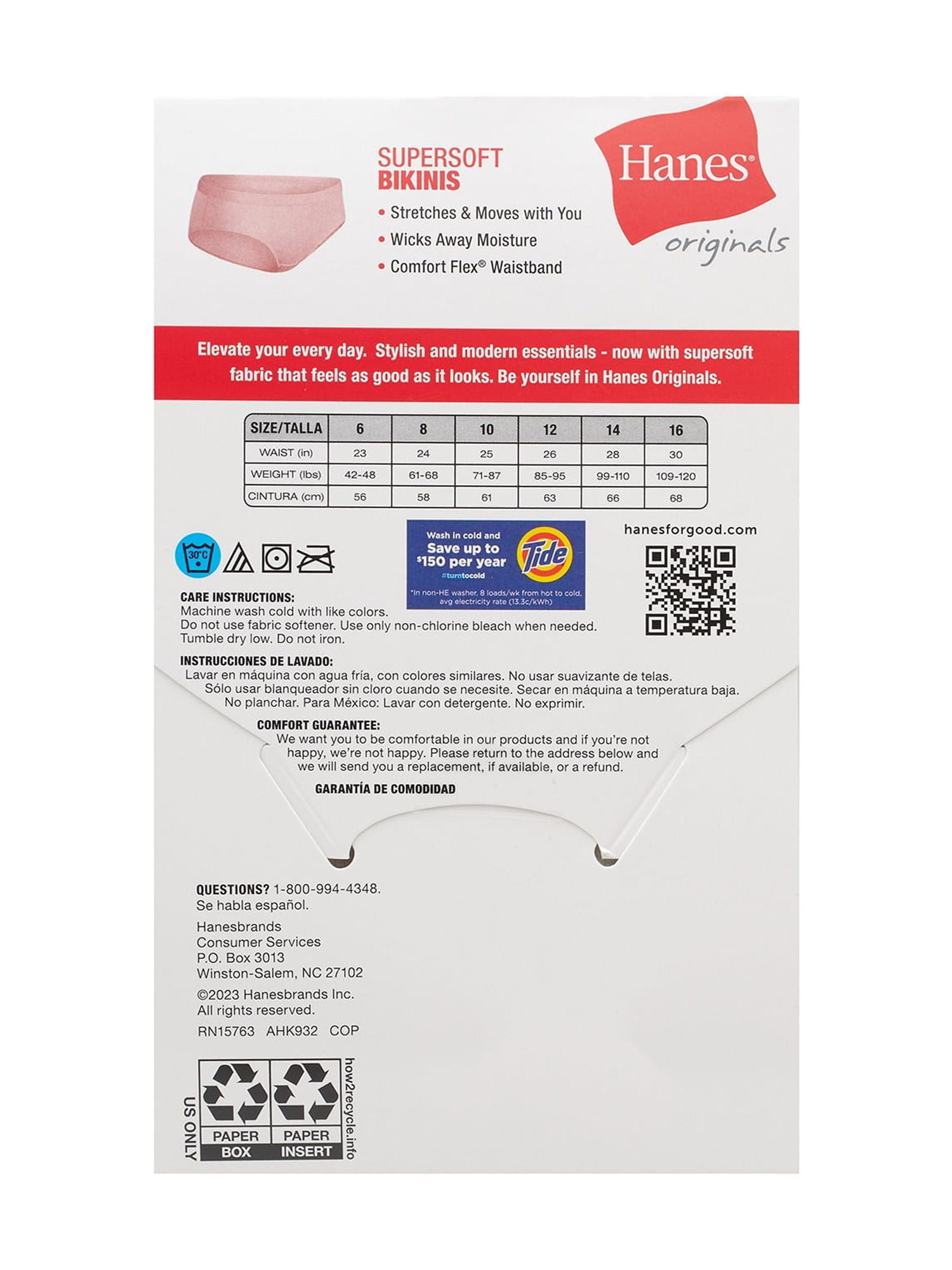 Hanes Originals Girls' SuperSoft Bikini Underwear, 5 Pack