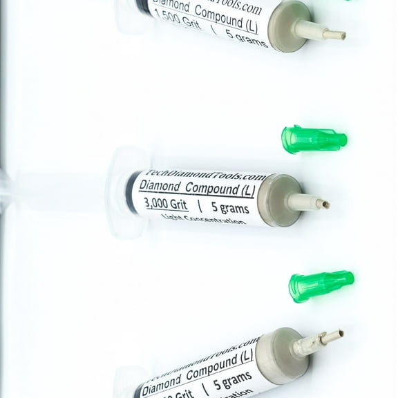 TechDiamondTools Diamond Polish Paste Set of 3 Syringes X 5 Grams (L), Polish Lapping Compound, Sizes 1500 3000 5000 Grit, Mesh - With Light(10%) Concentration of Diamond Powders