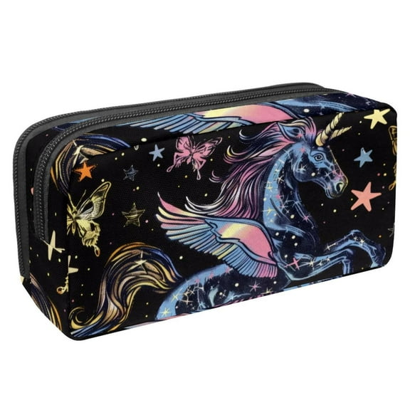 PhooArto Pencil Case, Butterfly and Unicorn Pattern Large Capacity Pencil Pouch Stationery Pen Bag