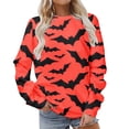 thumbnail image 1 of Chandails à Capuchon Mode pour Femmes 2023 Classique Imprimé d'Halloween Col Rond Manches Longues Chandail Ample Hauts Rabais de 50 % Liquidation Costumes d'Halloween/Noël, 1 of 4