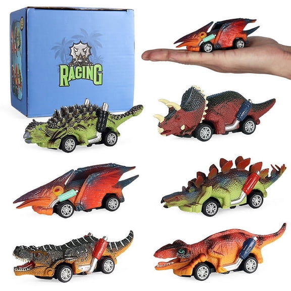 Monebena Dinosaur Toy Pull Back Cars,6 Pack Dino Toys for 3 Year Old Boys Girls and Toddlers,Boy Toys Age 3,4,5 and Up,Pull Back Toy Cars with Gift Box