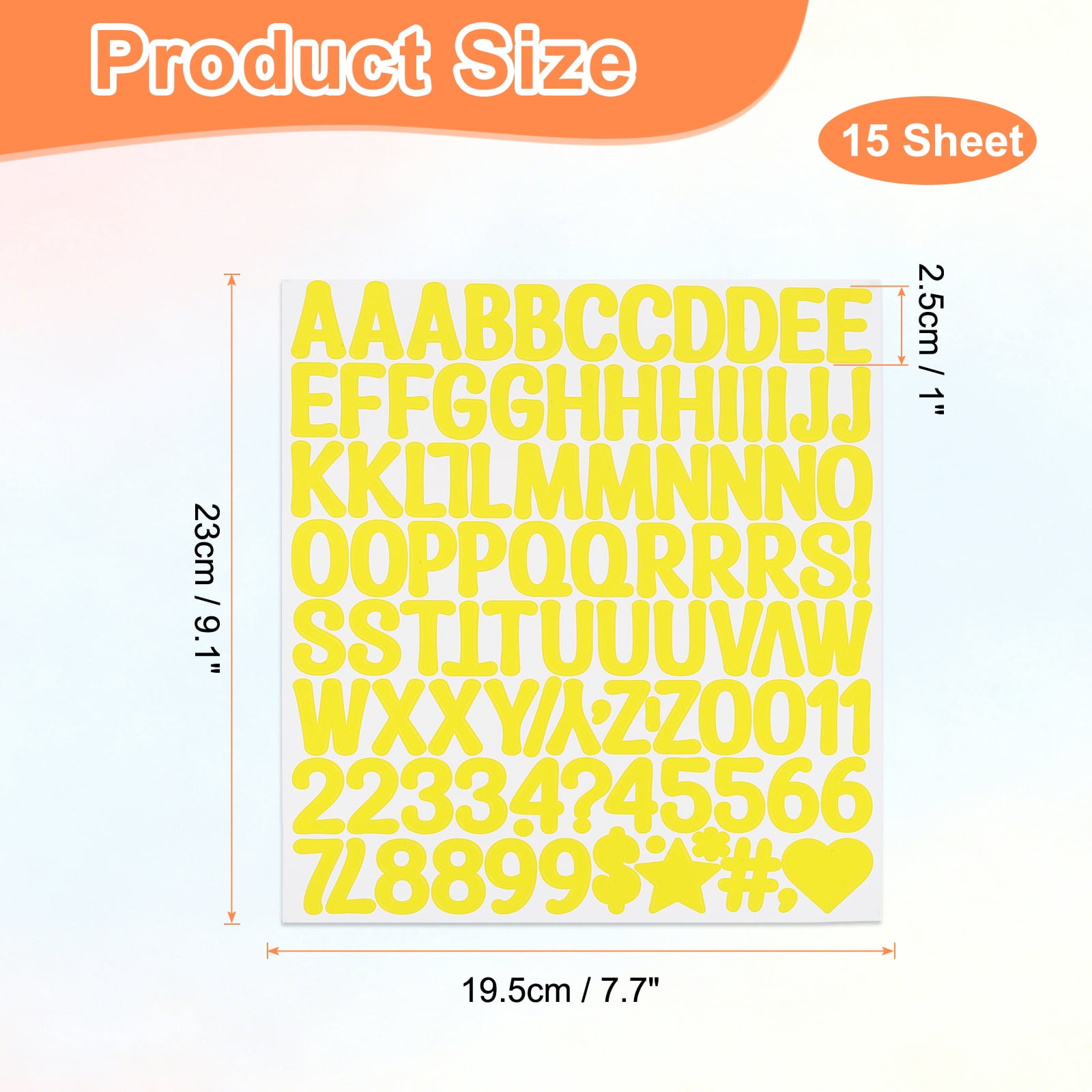 Uxcell 1 Inch Letter Stickers, 30 sheet Alphabet Number Stickers Self Adhesive Handwriting Vinyl Stick on Letters for Mailbox Number Scrapbooking Sign Bottles Craft, Yellow