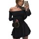thumbnail image 1 of WILLBEST Vestidos Cortos Para Mujer Vestido Mini Fruncido Con Hombros Descubiertos Para Mujer Vestido Corto Ajustado Belleza De Manga Larga Con Volantes En Capas Y Fluido Para Otoño 302, 1 of 3