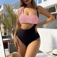 thumbnail image 5 of UTSJKR Women's Textured One Piece Swimsuit Colorblock Sexy Cutout Tummy Control Bathing Suit Slimming Push Up Padded Swimwear Pink L, 5 of 7