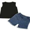 thumbnail image 3 of 2pcs/Set Toddler Baby Girls Sleeveless Tank Tops Vest and Ripped Denim Shorts Set Kids, 3 of 6