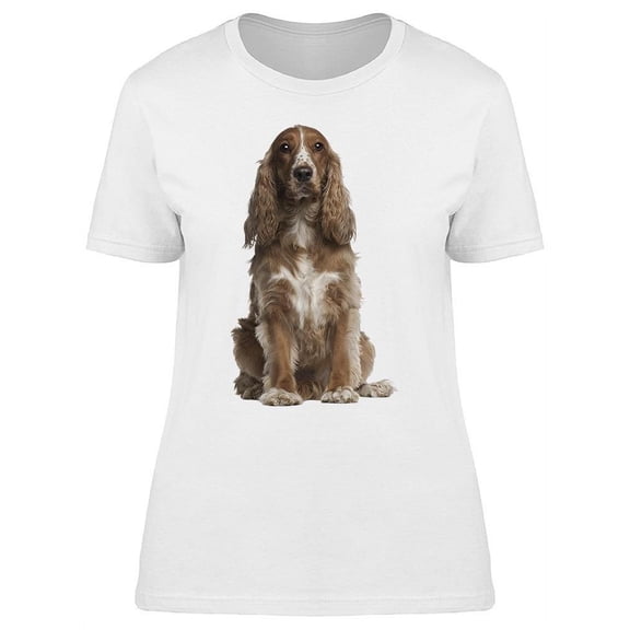 Brown Spaniel Dog Sitting T-Shirt Women -Image by Shutterstock, Female Small