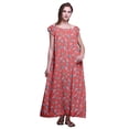 thumbnail image 1 of Bimba Robe Longue Maxi Imprimée pour Femmes en Rayonne, Vêtement de Nuit à Manches Courtes, 1 of 4
