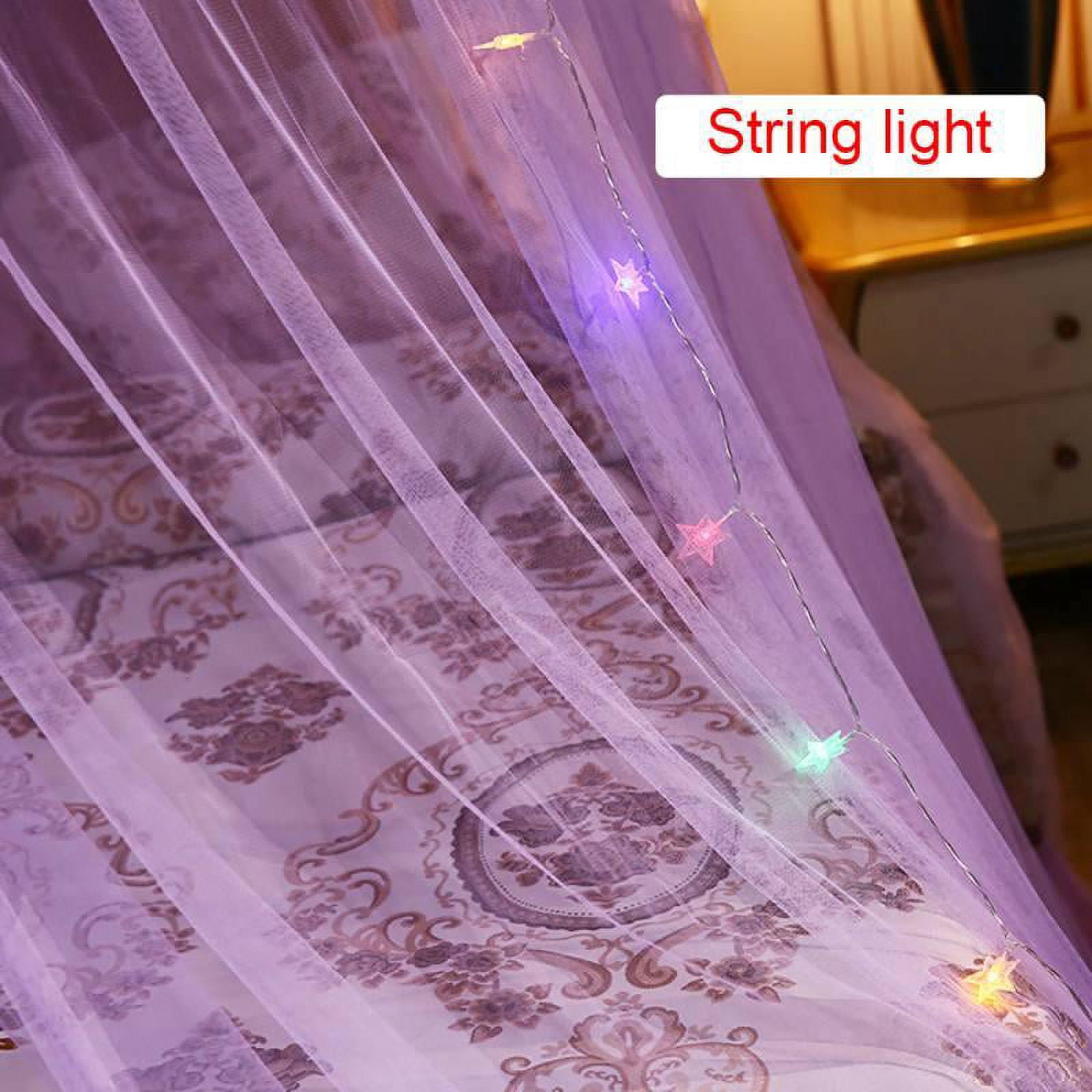 Princess Bed Canopy Netting Mosquito Net, Round Hoop Lace Dome For Queen Size Beds, Purple, Mosquito Net