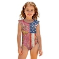 thumbnail image 3 of Grblisyd 4th of July Girls Swimsuit American Flag Crew Neck Flutter Sleeve Swimwear Beach Quick Dry Independence Day Bathing Suit for Kids 7-8 Years, 3 of 6