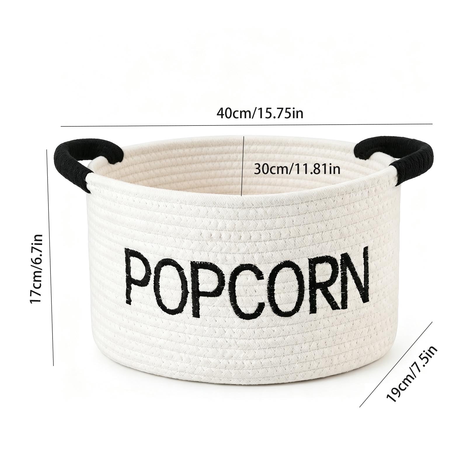 Luoshdecor Popcorn Bucket,White Handwoven Cotton Rope Storage Basket ...